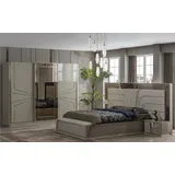 Garnitur Schlafzimmer Doppelbett Luxus Bett  Modern Beige Set 4tlg Neu