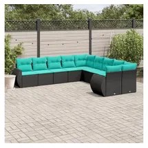 vidaXL Gartensofa-Set 10-tlg. schwarz/blau