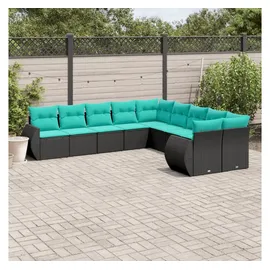vidaXL Gartensofa-Set 10-tlg. schwarz/blau
