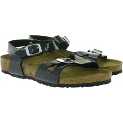 BIRKENSTOCK Rio Kinder moderne Pantoletten Made in Germany Sommer-Schuhe coole Schlappen Schmale Weite 1003237 Schwarz - 33