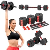 Gymtek® Kurzhantel Set 20kg - 2x Hantelgriffe + Langhantel Verbindung