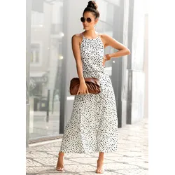 Maxikleid, mit Pünktchendruck, fließendes Sommerkleid, Jerseykleid, Gr. 42 - N-Gr, weiß-bedruckt, Kleider, 46283767-42 N-Gr
