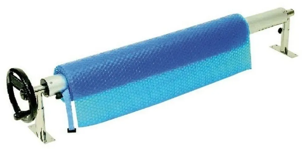 Chemoform Teleskop-Aufwickelvorrichtung für Pool-Abdeckung,3,7 - 5,4 Meter Teleskoprohr + Gestell Festinstallation 15-22 cm Höhe