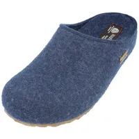 Haflinger Grizzly Michl Filzpantoffel Hausschuh mit Gummisohle Jeans, Gr. 36 EU