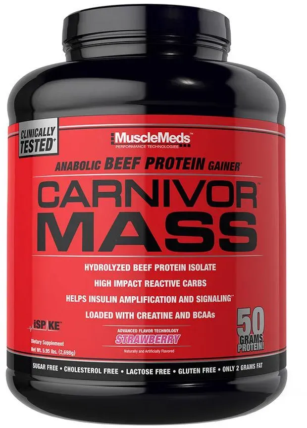 MuscleMeds Carnivor(TM) Mass 100% Beef Protein Mass Gainer (2698 g, Erdbeere)