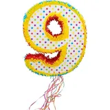 Famanu Piñata Nummer 9 - 49 cm, bunt für Kindergeburtstag