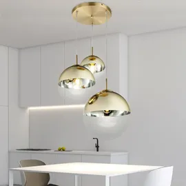 GLOBO Glas Kugel Hänge Lampe gold Fernbedienung Decken Leuchte dimmbar im Set inkl. RGB LED Leuchtmittel