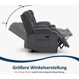 MCombo M MCombo Elektrisch 2 Sitzer Sofa mit Schlaffunktion, 2er Relaxsofa mit Taste 150° Verstellbar, Kinosessel mit Liegefunktion, Konsole & usb &