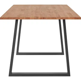 Andas Esstisch, Tischplatte aus massiver Eiche, FSC®- Massivholz, Gestell aus Metall