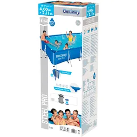 BESTWAY Steel Pro Frame Pool Set 400 x 211 x 81 cm inkl. Filterpumpe