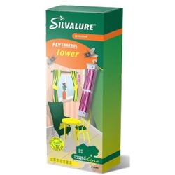 SILVA Fliegenfalle Tower, Effektive Spezialleimfliegenfalle, gift- und chemiefrei, 1 Packung = 2 Stück