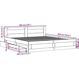 vidaXL Bettgestell 180 x 200 cm Weiß
