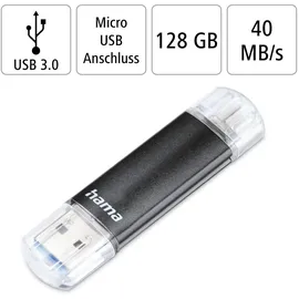 Hama FlashPen Laeta Twin 128 GB schwarz USB 3.0 00124001