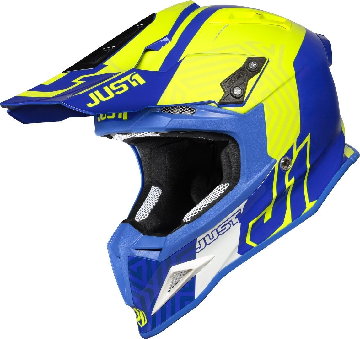 Just1 J12 Syncro Motorcross helm, geel-blauw, XL Voorman