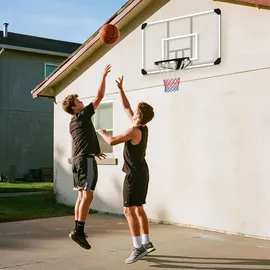 sportnow Basketballkorb Basketballbrett mit Korb Wandmontage für Outdoor, Stahl - Schwarz/Transparent/Weiß