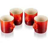 Le Creuset 4er-Set Becher aus Steinzeug, je 350 ml, Kirschrot, 79113350600000