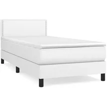 vidaXL Boxspringbett mit Matratze Weiß 100x200 cm Kunstleder