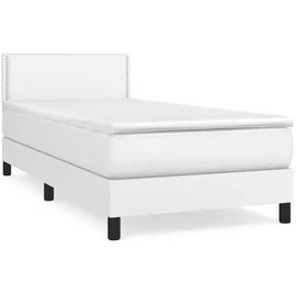 vidaXL Boxspringbett mit Matratze Weiß 100x200 cm Kunstleder