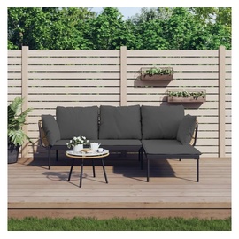 vidaXL 3-tlg. Garten-Lounge-Set mit Kissen Dunkelgrau Poly Rattan