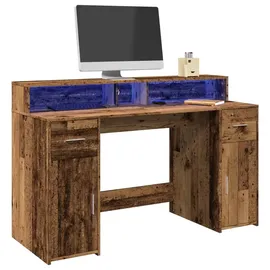 vidaXL Schreibtisch LED Altholz-Optik / Braun