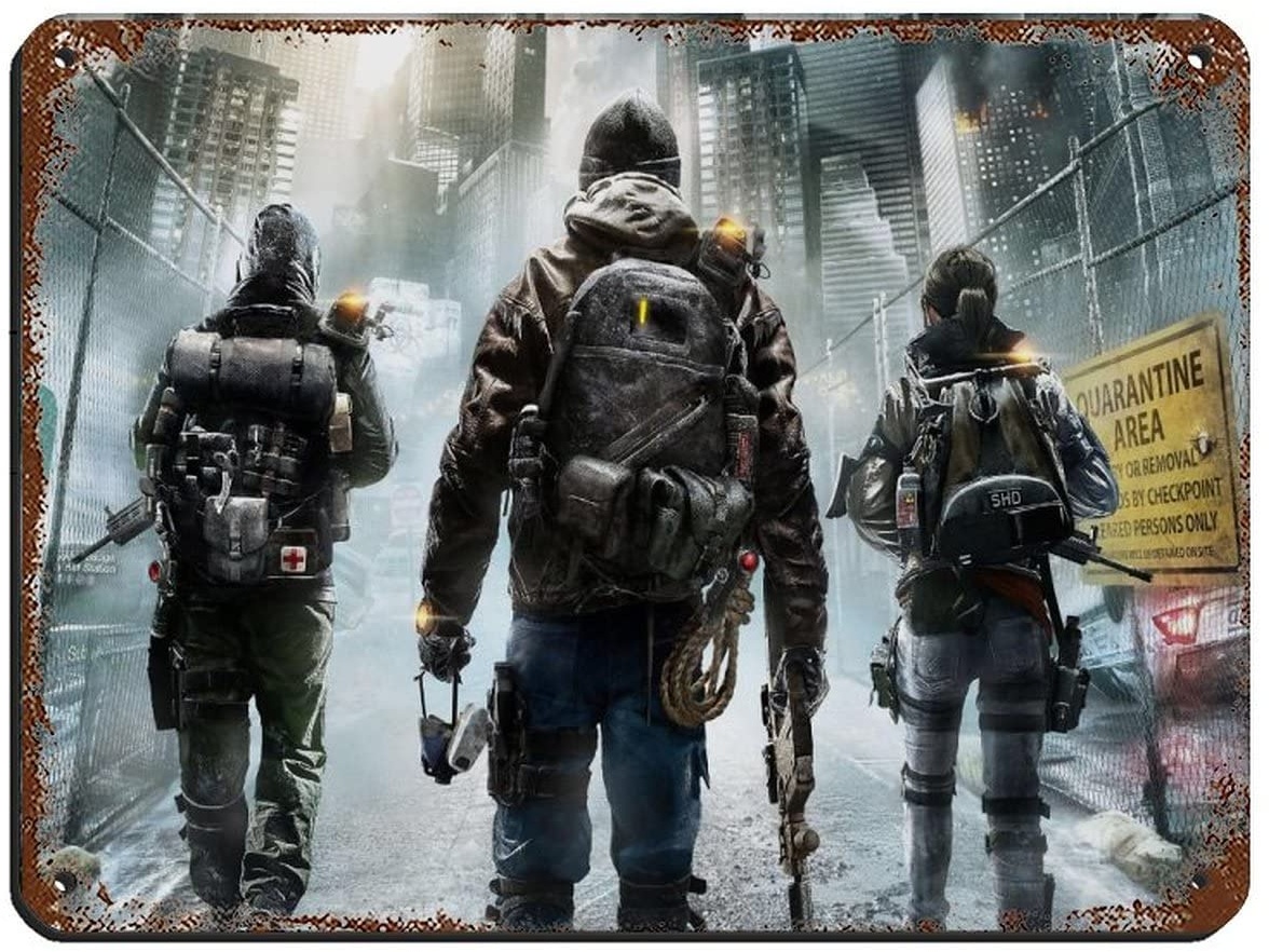 Tom Clancy's The Division Game 4 Retro Poster Metall Blechschild Chic Art Retro Eisen Malerei Bar Menschen Höhle Cafe Familie Garage Poster Wanddekoration 30 x 40 cm