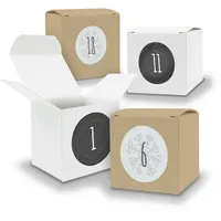 Adventskalender zum Füllen 24x Würfel WEISS BRAUN 650mm u Stickerbogen V06 Z13