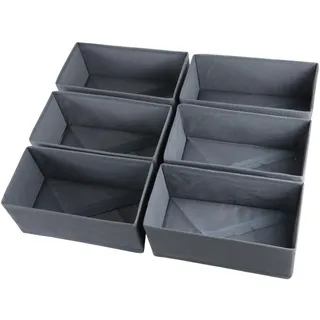 Lucoridy 6 Stück Kleiderschrank Organizer Schubladen Ordnungssystem Faltbare Stoff Aufbewahrungsbox Schublade Organizer Schrank Organizer 6er Unterwäsche Organizer Socken Organizer (Grau)