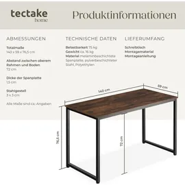 Tectake Schreibtisch Flint Dunkelbraun