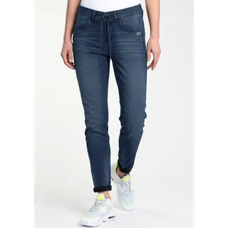 Gang Jogg Pants "94JOLINE JOGG" Gr. 29 (38), N-Gr, blau (midblau stone), Damen, Denim/Jeans, Obermaterial: 74% Baumwolle, 22% Polyester, 4% Elasthan, unifarben, Jeans, mit passenden Bindeband