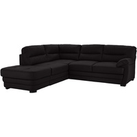 Mivano Ecksofa Royale / Zeitloses L-Form-Sofa mit Ottomane und hohen Rückenlehnen / 246 x 90 x 230 / Lederoptik, schwarz