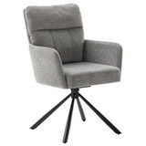MCA Furniture 2er Set Sesselstuhl Utica, 180° drehbar - Grau / Schwarz