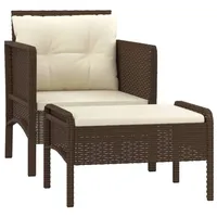 vidaXL 2-tlg Garten-Lounge-Set mit Kissen Braun Poly Rattan