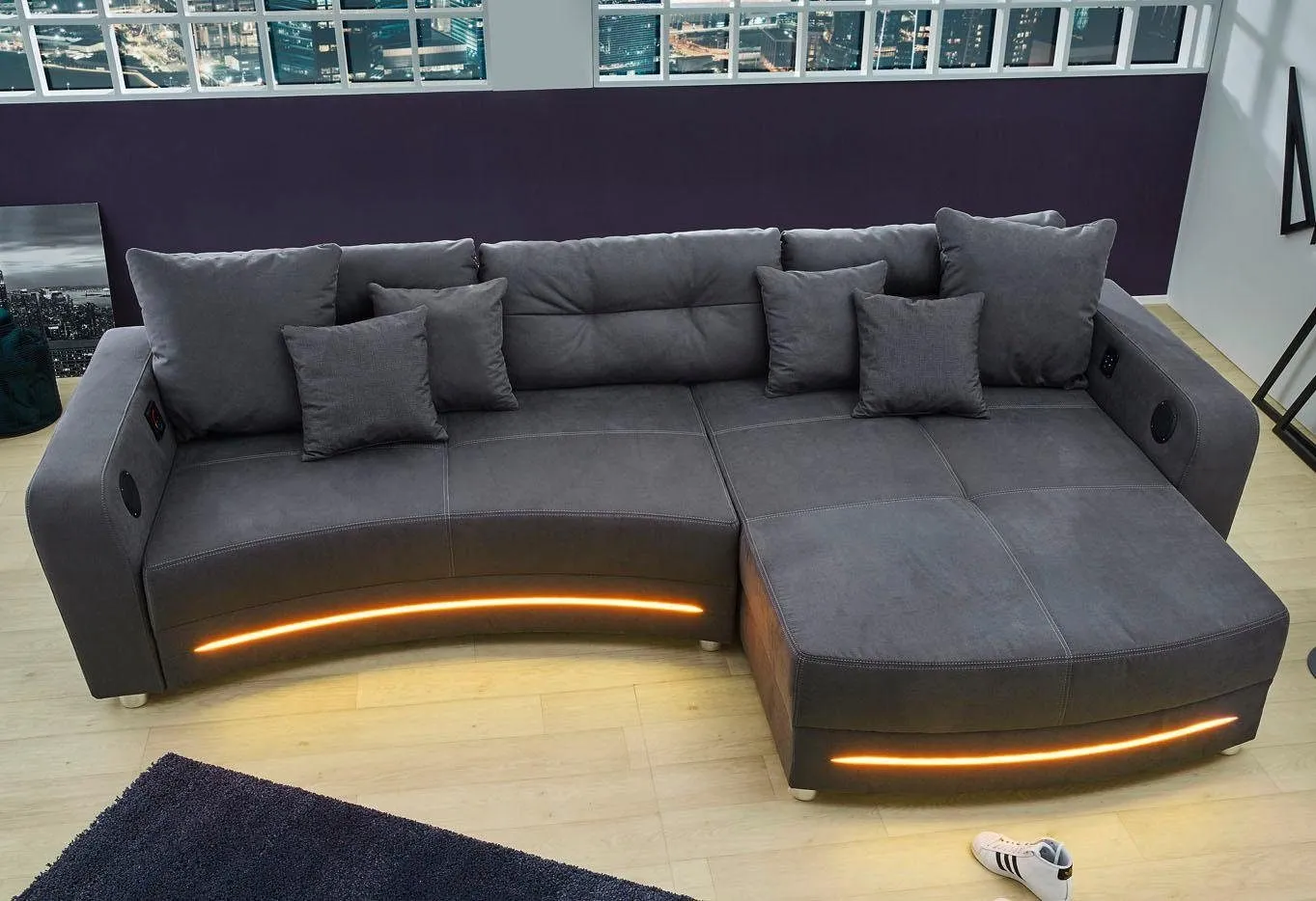 Jockenhöfer Gruppe Ecksofa Laredo, inklusive RGB-LED-Beleuchtung und Bluetooth-Soundsystem Jockenhöfer Gruppe dunkelgrau