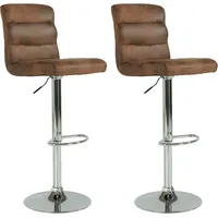 ByLIVING Barhocker PHIL, 2-er Set, Vintagebezug braun, Gestell chrom,