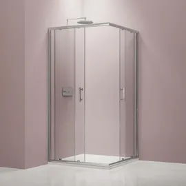 Bernstein EX506 Eckdusche mit Schiebetür 80 x 195 cm Silber Nano Echtglas