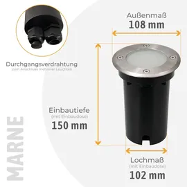 SSC-LUXon Bodeneinbaustrahler Aluminium rund IP67 inkl. LED GU10 3W befahrbar silber