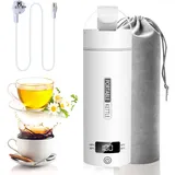Elektrischer Reisewasserkocher Klein 500ML, Kleiner Wasserkocher Reise Schnelles Kochwasser Mini -Wasserkocher tragbar 316 Edelstahl, automatisches Schließen, For Tee, Kaffee, Babymilch (Weiß)