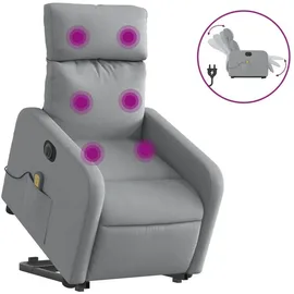 vidaXL Massagesessel Elektrisch 89,5 x 95,5 x 0 cm Hellgrau mit Aufstehhilfe