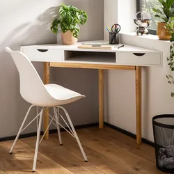 Eckschreibtisch FineBuy Schreibtisch 80 cm Weiß Schubladen Tisch Platzsparend