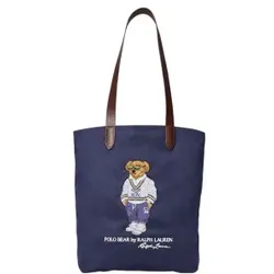 Polo Ralph Lauren für Damen. 405962427001 Einkaufstasche mit marineblauem Aufnäher (OSFA), Lässig, Baumwolle