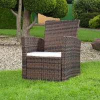 Gartenstuhl Sessel Polyrattan Sitzmöbel Braun Lounge Relax Gartensessel Balkon