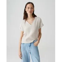 Opus T-Shirt mit V-Ausschnitt Modell SOLME Sand, 44