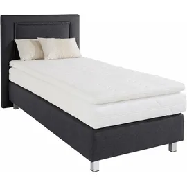 Westfalia Schlafkomfort Boxspringbett, inkl. Kaltschaum-Topper und Zierkissen Strukturstoff, Liegefläche B/L: 90 cm x 200 cm, H3, 7-Zonen-Kaltschaummatratze, grau Boxspringbett, Made in Germany - Möbel