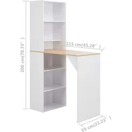 vidaXL Bartisch mit Schrank 115 x 59 x 200 cm Weiß