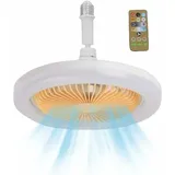 Deckenventilator Mit Beleuchtung Und Fernbedienung, E27a Led-deckenventilator, Variable Geschwindigkeit, 30 W Leiser Deckenventilator Mit Integriertem Wandventilator Und Raumtimer, -crezuo