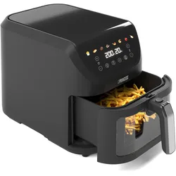PRINCESS Heissluftfritteuse "182258 SlimFry Airfryer", schwarz, B:26,7cm H:29,4cm T:46,5cm, Fritteusen, 8 L, platzsparendes Design, fettfreie Kochtechn., 8 Progr., 55dB leise