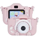 Digitalkamera für Kinder, Niedliche Katze Kinderkamera, mit Puzzlespielen, 2.0in IPS 40MP Kinder Camcorder Kleinkindkameras, Jungen Mädchen(Rosa)