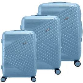 Avizar 3er Hartschalenkoffer Chevron mit TSA-Schloss, Koffer, Blau
