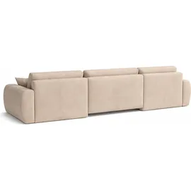 kaiser möbel Ecksofa mit Schlaffunktion und Bettkasten U-Form Ariel U XL, Veloursstoff Salvador, Beige - Beige