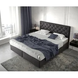 DeLife Boxspringbett Dream-Great 180x200 cm Schwarz mit Matratze und Topper - Schwarz